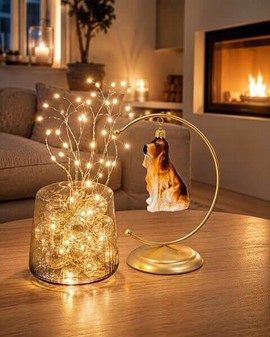 Juledekorationer hund. Sød glas figur af cocker spaniel, højde 14 cm