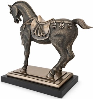 Gave til Rytter. Bronze Hestefigur. Symbol på Styrke, Frihed, Skønhed