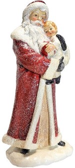 JULEGAVER. Smuk og billig figur af julemand med et barn i sine arme