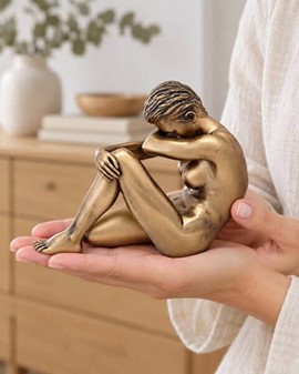 BILLIG KÆRESTE GAVE. Bronze statuette af siddende nøgne kvinde