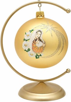 Eksklusiv Julekugle. Gør julen magisk med Maria og Jesus i guld. 10 cm