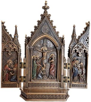 JESU KORSFÆSTELSE. Flot, tredelt Triptykon fra Veronese samling