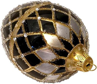 SORT JULEPYNT. Eksklusiv Fabergé-inspireret Julepynt i Håndmalet Glas
