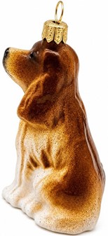 Juledekorationer hund. Sød glas figur af cocker spaniel, højde 14 cm