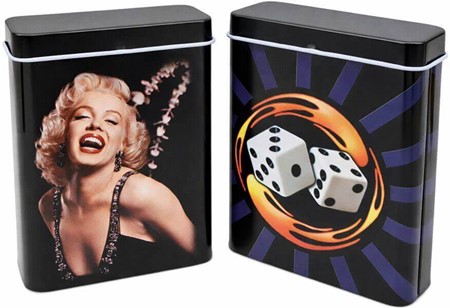 Cigaretetui Metal med Marilyn Monroe og Lucky Dice. To stk i Sæt
