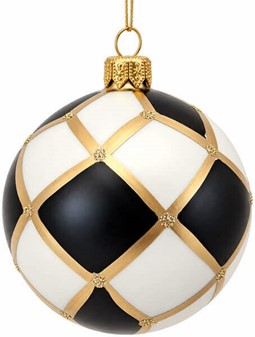 Julens sort-hvide poesi. Håndlavede skakmønstrede glas julekugler
