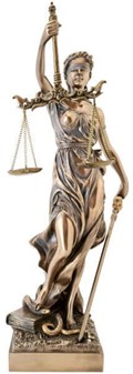FIGURER TIL KONTORET. JUSTITIA Retfærdighedens Gudinde figur, skulptur