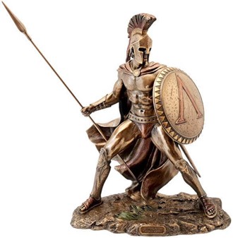 Leonidas Figur. Imponerende Spartanske Konge i Bronze