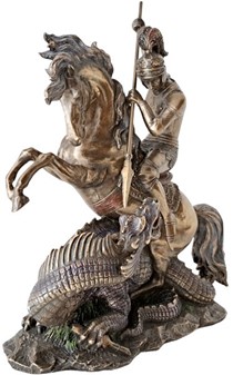Eksklusiv Sankt Jørgen og dragen figur. Styrke, tro og sejr i bronze