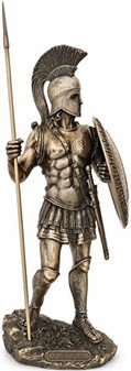 GODE IDEER TIL INDRETNING. Bronze figur af spartanske kriger med spyd