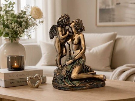 Amor og Psyke Figur. Romantisk bronzeskulptur til tidløse øjeblikke