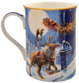 JULEKRUS. 4 Porcelæn Krus med Julemanden til Din Jul