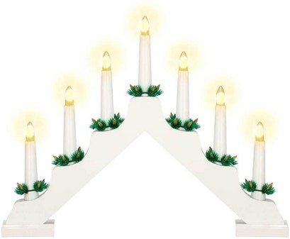 ADVENTSSTAGE MED 7 LED LYS. Flot julepynt, batteri julestage hvid