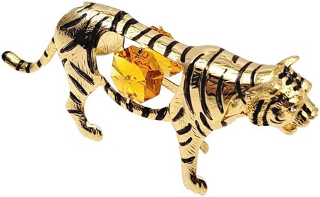 LILLE JULEGAVE TIL HAM. Smuk forgyldt tiger med Swarovski krystaller
