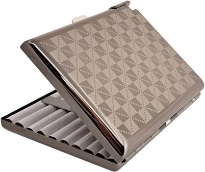Cigaret etui metal med lighter – grafitdesign til 20 cigaretter
