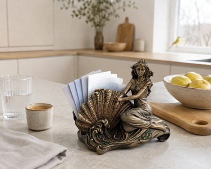 SERVIETHOLDER. Flot Veronese figur i form af en kvinde på en konkylie
