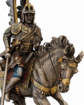 Udsøgt bronze figur af Hussar, polsk kriger på heste. God gave til ham