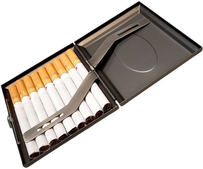 CIGARETETUI 18 STK. Etui til standard cigaretter dekoreret hampblad