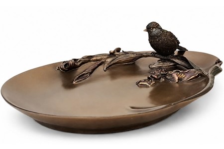 Elegant Art Nouveau pyntefad med fugl. Perfekt til stilfuld dekoration