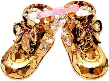 IDEER TIL BRYLLUPSGAVER. Guldbelagt pigesko med Swarovski krystaller