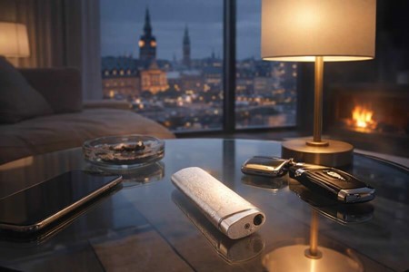 KVALITETS LIGHTER. Elegant lighter i sølv med "Good Luck"