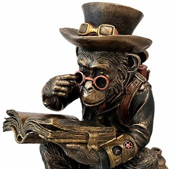 STUDERENDE GAVE. Chimpanse videnskabsmand - Steampunk figur