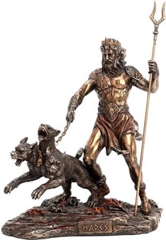 HADES. Beundringsværdig figur af dødsrigets gud med stok og Cerberus