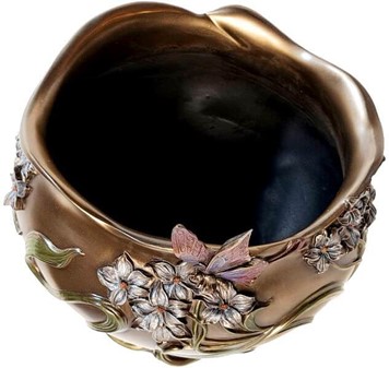 ART NOUVEAU VASE. Unik Veronese vase med blomster og sommerfugl