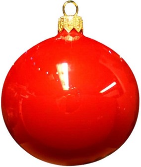 Spektakulær polske glas julekugler i intens rød blank, Ø 8 cm 6 stk