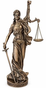 GAVE TIL JURIST. Eksklusiv bronze figur af Justitia gudinde