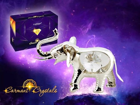 Elefant figur. Smuk sølvbelagt figurine med fire Swarovski krystaller