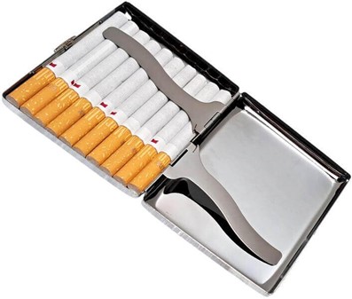 Metal Cigaretetui Til 20 stk - Billige Etetui med fingerphilodendron