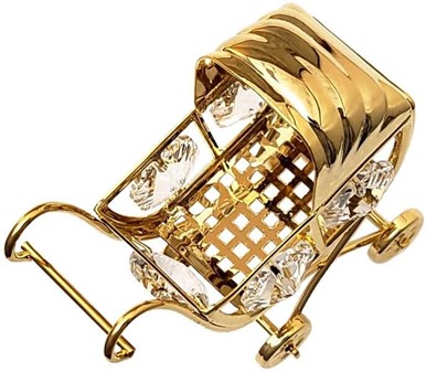 FORSLAG TIL BRYLLUPSGAVE. Forgyldt klapvogn med Swarovski krystaller