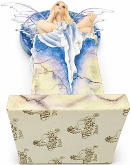 Blå Himmel Fe Figur. En Drøm i Marmor. Fantastisk Polyresin Figur