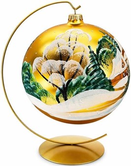 JULEKUGLER 20 CM. Eksklusiv julekugle i guld med vinterlandskab