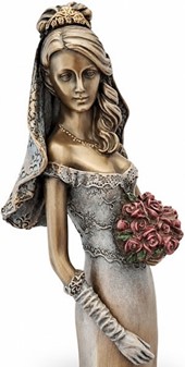 BRYLLUPSFIGUR. Smuk bronze figur af bruden med en bryllupsbuket