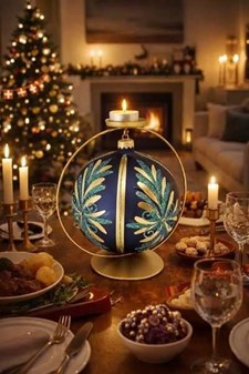 Julekugler store. Glas julepynt i mat marineblå med zirkoner. Ø 15 cm