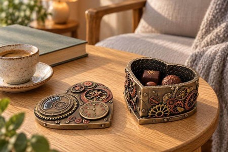 18 ÅRS GAVE. Unik hjerteformede smykkeskrin i Steampunk stil