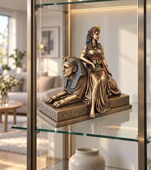 Kleopatra og Sfinks Bronze Statue: Tidløs Elegance til Dit Rum