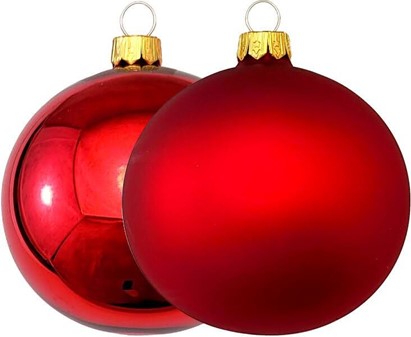 Polske julekugle. Jule glaskugle rød, mat/blank. Ø 3, 6, 8 cm at vælge