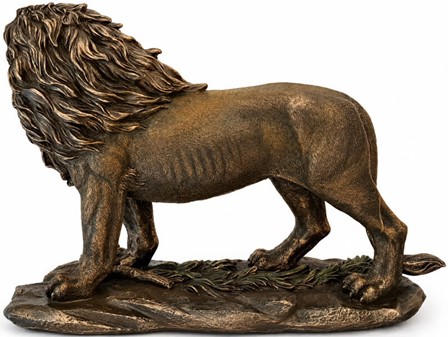 BRONZEFIGUR LØVE. Spændende junglens konge, stor hjemmet dekoration