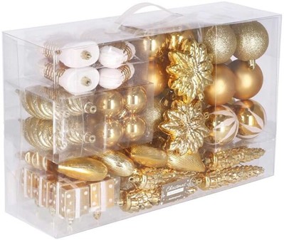 Billige guld plast julekugler til en store julearrangementer. 72 stk