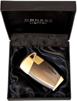Stormlighter i grå med beige finish - perfekt gave til ham der ryger!
