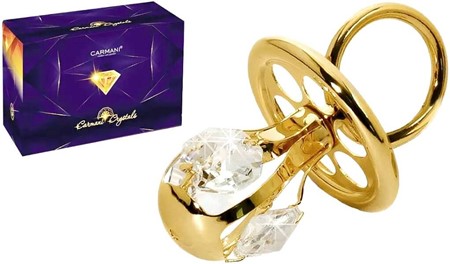 SYMBOLSK BRYLLUPSGAVE. Forgyldt sut til baby med Swarovski krystaller