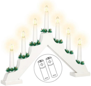 ADVENTSSTAGE MED 7 LED LYS. Flot julepynt, batteri julestage hvid