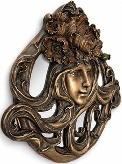 VÆGPYNT. Fantastisk dekorative Art Nouveau spejl med kvindes ansigt