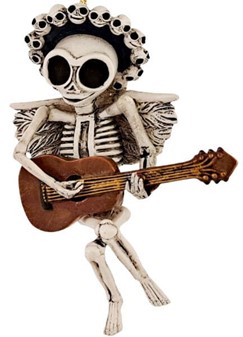 Udødelig Rock! Hængende figur af en guitarists skelet. Unik Dekoration