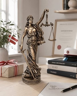 GAVE TIL JURIST. Eksklusiv bronze figur af Justitia gudinde