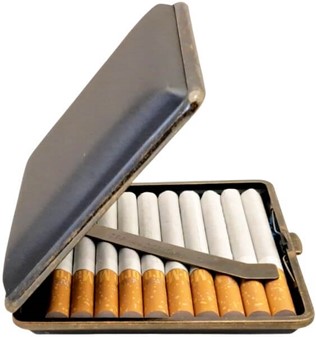 Elegant cigaretetui i grå satin - Perfekt og billig gave til mænd