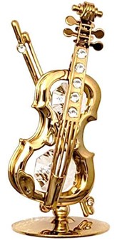 GAVEIDEER TIL MUSIKER. Forgyldt violin med Swarovski krystaller